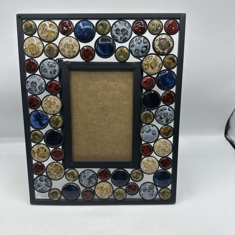 Glass Mosaic Picture Frame 10" X  12"  Holds A 6-3/4" X 5" Picture Metal Stand